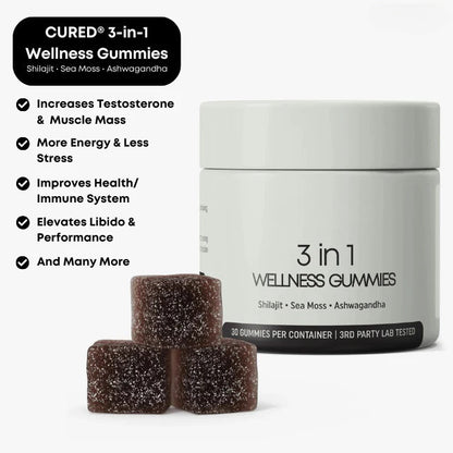 Cured 3-in-1 Shilajit Gummies for Men Energy and Vitality