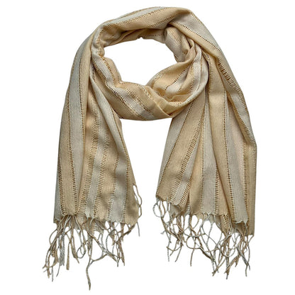 2pcs Classic Yarn Dyed Pattern Khaki Long Scarf,vacation,daily Life,evening Party,Office Appropriate Subtlety For Women Men,for Casual Outfits