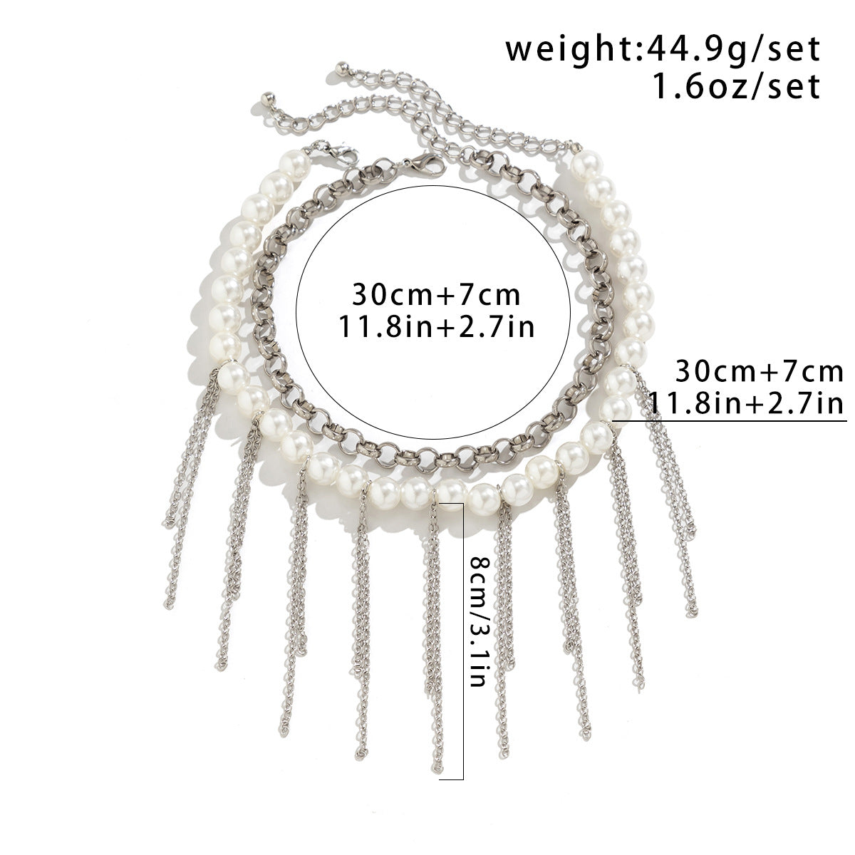 Pearl Tassel Double-Layer Retro Necklace Fun Design Jewelry