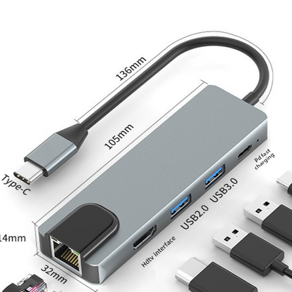 8-in-1 Type-C Docking Station with HDMI Ethernet PD Charging