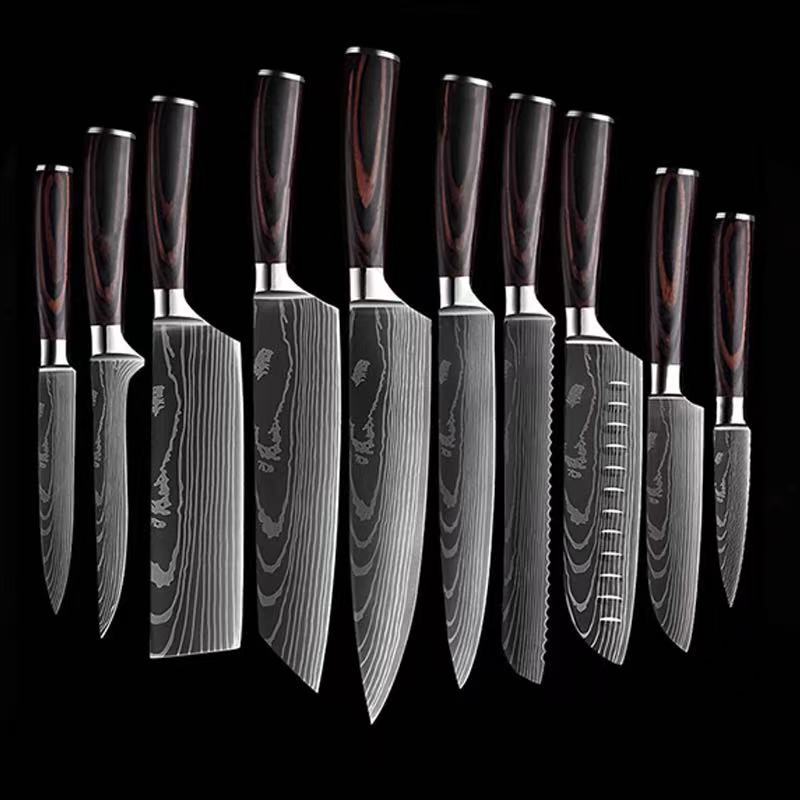 8-inch chef's knife with a colored wooden handle