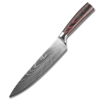 8-inch chef's knife with a colored wooden handle