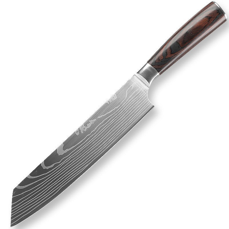 8-inch chef's knife with a colored wooden handle