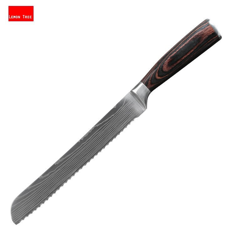 8-inch chef's knife with a colored wooden handle