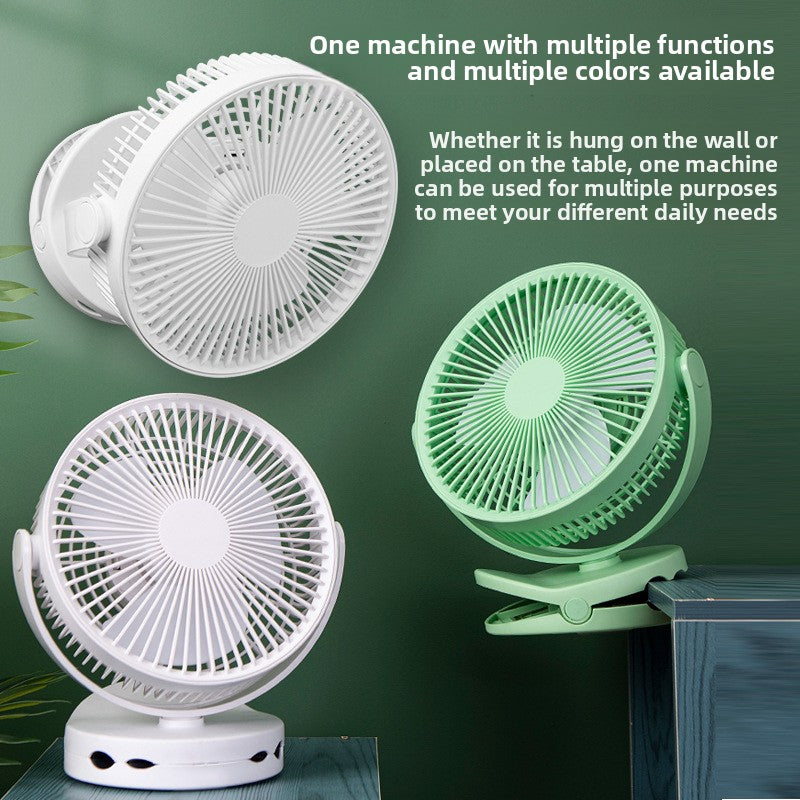 8 Inch USB Rechargeable Clip-On Desk Fan with Night Light