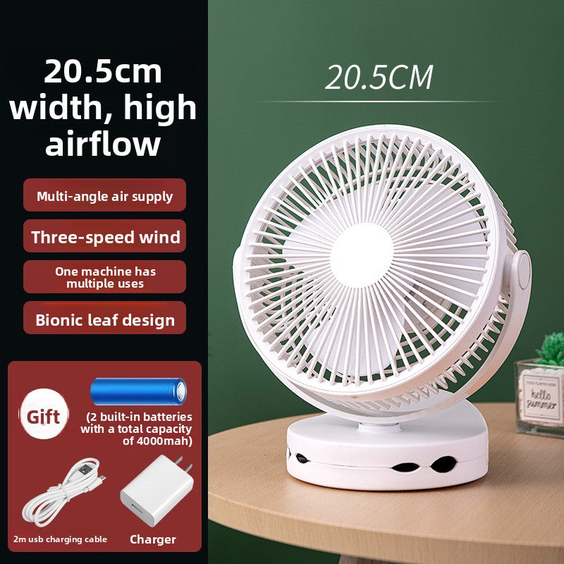 8 Inch USB Rechargeable Clip-On Desk Fan with Night Light