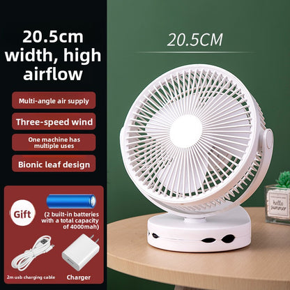 8 Inch USB Rechargeable Clip-On Desk Fan with Night Light