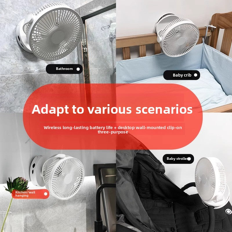 8 Inch USB Rechargeable Clip-On Desk Fan with Night Light