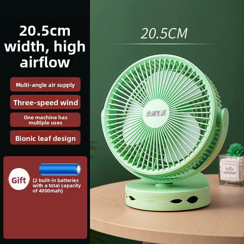 8 Inch USB Rechargeable Clip-On Desk Fan with Night Light