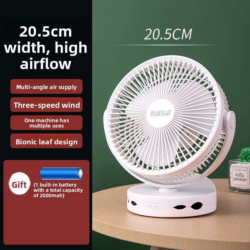 8 Inch USB Rechargeable Clip-On Desk Fan with Night Light