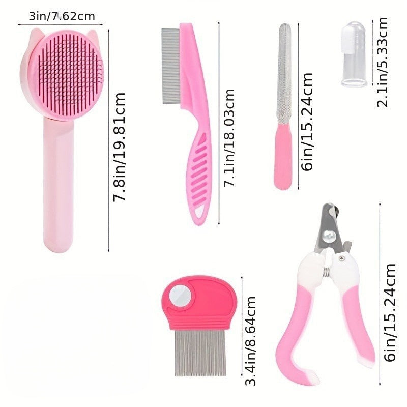 8-Piece Pet Grooming Kit with Nail Clipper and Brush Set