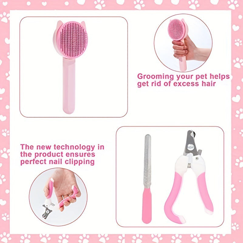 8-Piece Pet Grooming Kit with Nail Clipper and Brush Set
