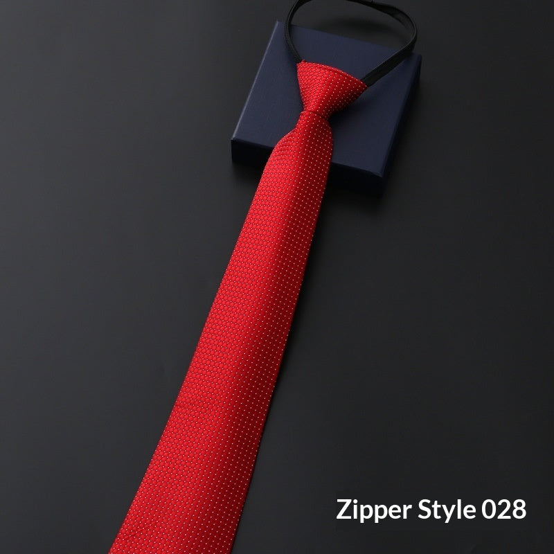 Mens Business Formal Zipper Tie With Blue Stripes for Office