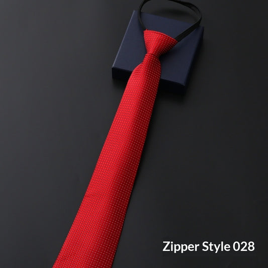 Mens Business Formal Zipper Tie With Blue Stripes for Office