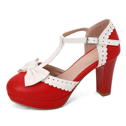 Bow-Embellished Closed-Toe Hollow-Out High-Heeled Sandals