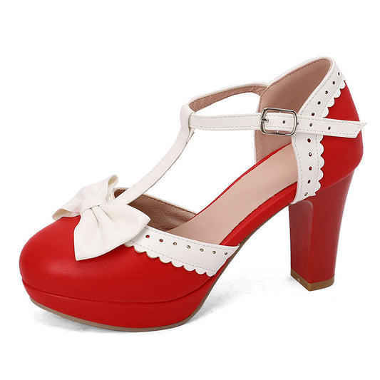 Bow-Embellished Closed-Toe Hollow-Out High-Heeled Sandals