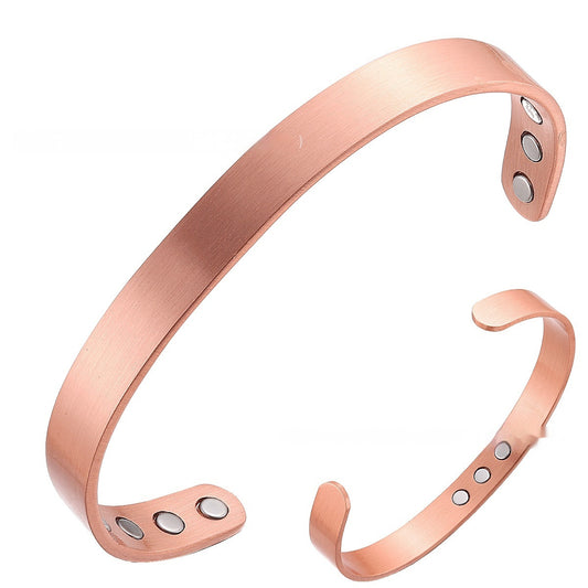 Simple Polished Red Copper Magnetic Bracelet Stylish Jewelry