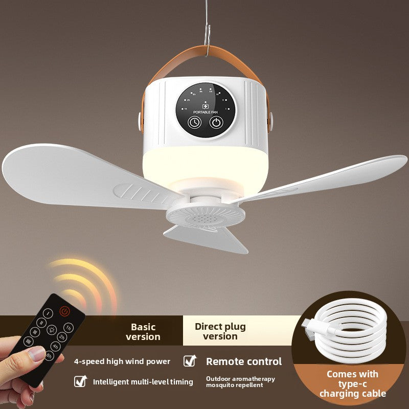 Smart Rechargeable Ceiling Fan with LED Light Quiet Airflow
