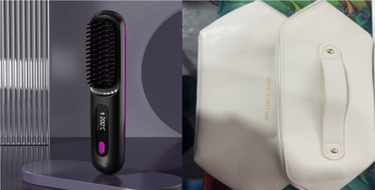 2-in-1 Hair Straightener Brush Wireless Fast Heating Comb