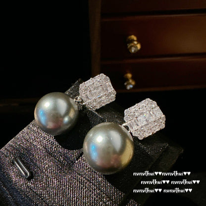 Cube Sugar Gem Earrings Real Hemp Pearl Abalone Fritillary