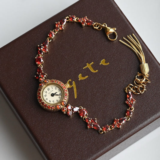 Vintage Square Watch for Women with Dainty Wheat Design