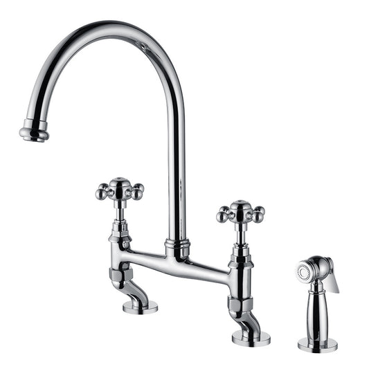 Retro Bridge Kitchen Faucet with Spray Gun for Sink Upgrade