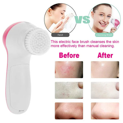 Waterproof Facial Cleansing Brush with 5 Heads for Women