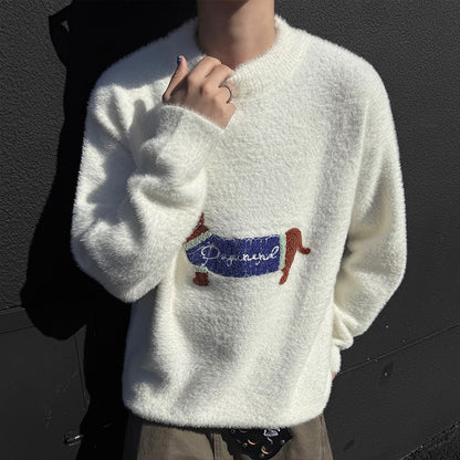 Men’s Casual Sweater – Featuring Cute Dachshund Design