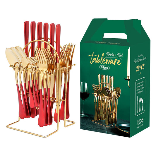 Gold Dinnerware Set Stainless Steel Knife Fork Spoon Luxury