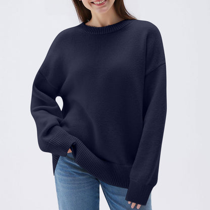 Women’s Round Neck Long-Sleeved Sweatshirt Casual & Loose Fit