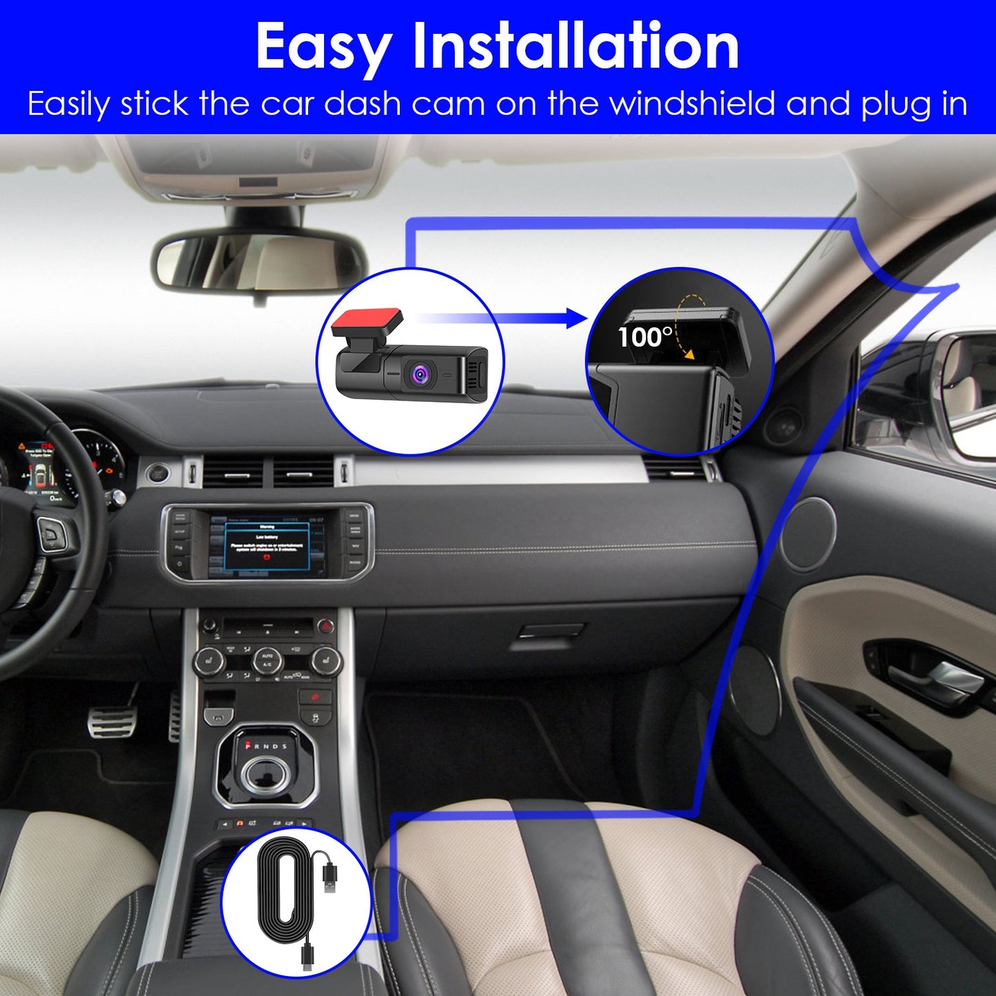 2K HD WiFi Front Dash Cam with Night Vision & Loop Recording