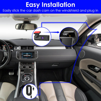 2K HD WiFi Front Dash Cam with Night Vision & Loop Recording