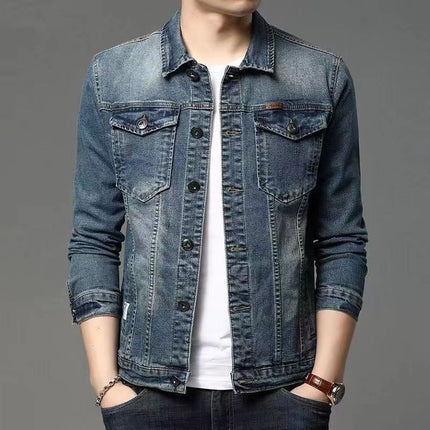 Buy Men’s Korean-Style Slim-Fit Denim Jacket for Trendy Look