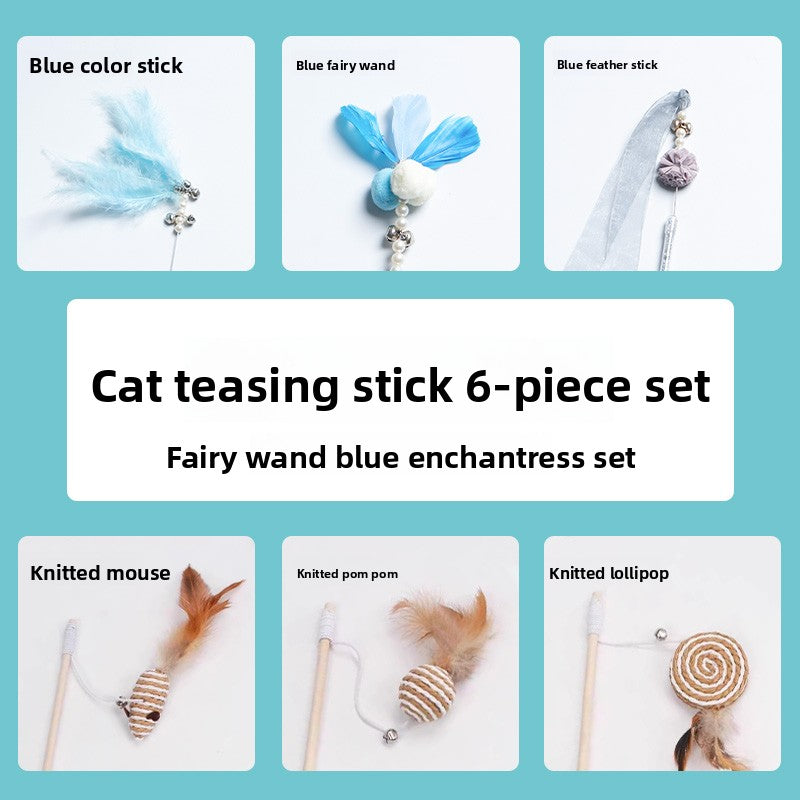 Feather Bell Cat Wand Toys for Hunting and Fun Exercise