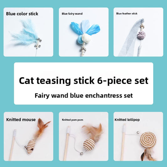 Feather Bell Cat Wand Toys for Hunting and Fun Exercise