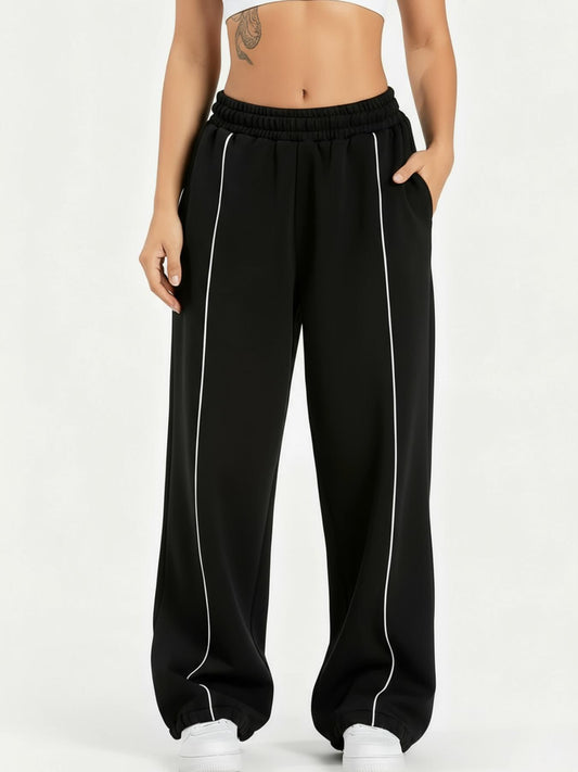 Black and White Wide-Leg Sweatpants Casual Streetwear Fit