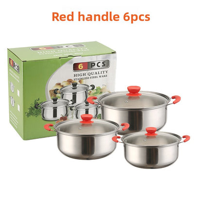 Stainless Steel Cookware Set Glass Lid Pots and Pans Kitchen