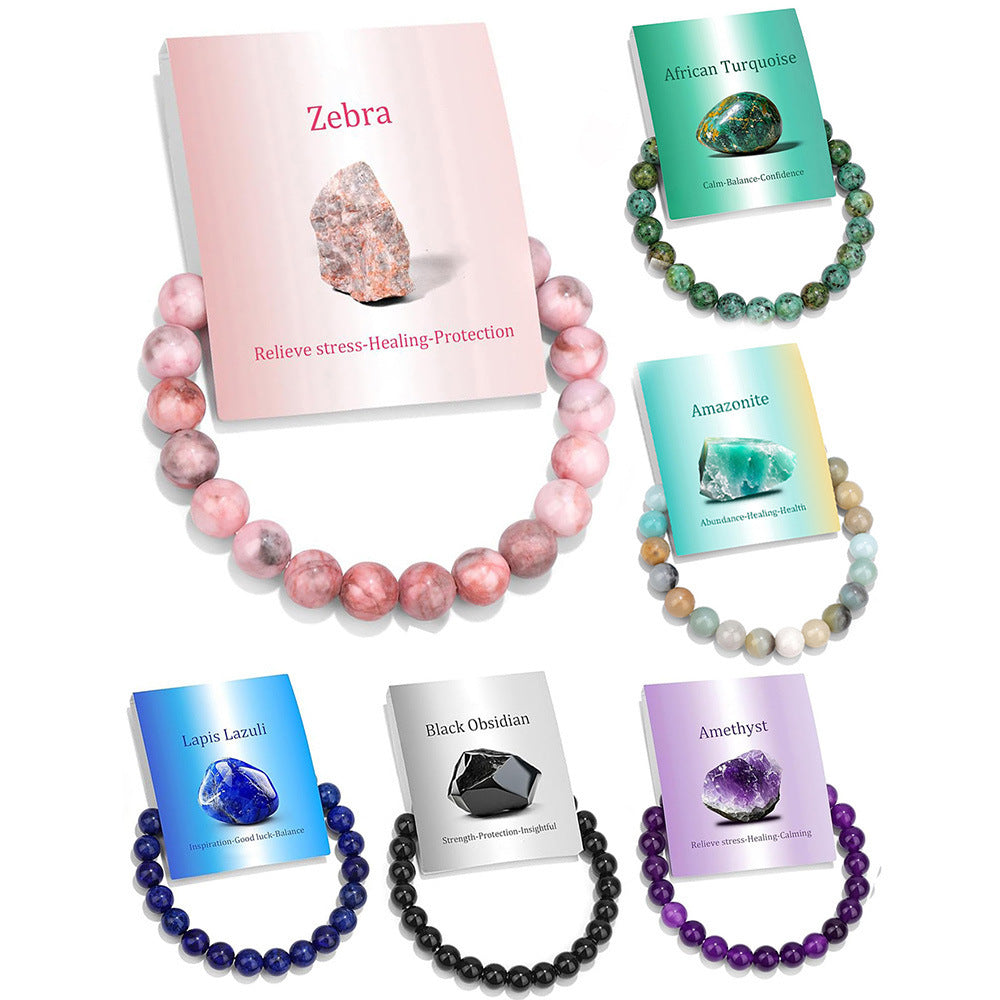8mm Natural Stone Elastic Crystal Bracelet Set
