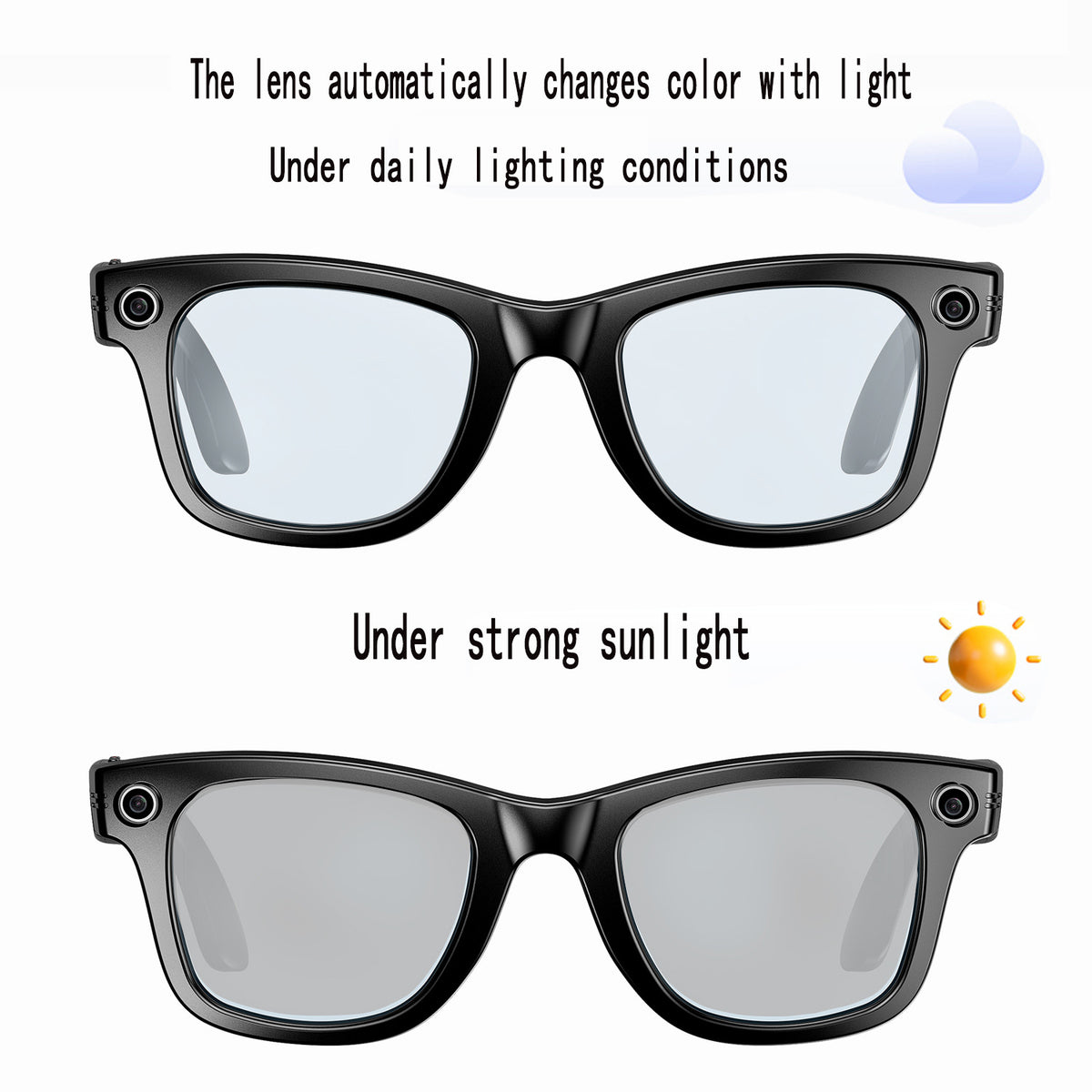 8MP AI Smart Glasses with Camera Translation and Anti-Shake Video Recording