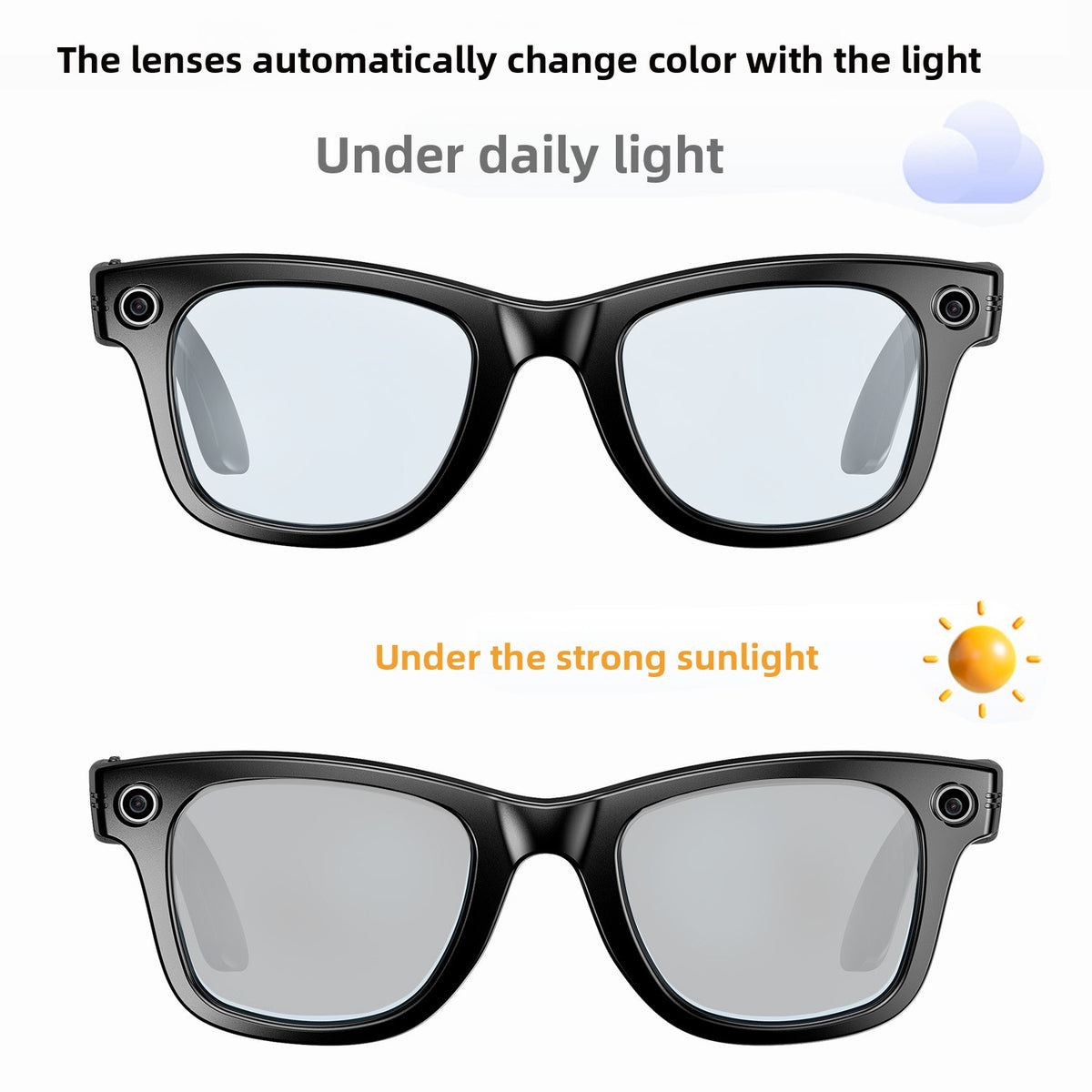 8MP AI Smart Glasses with Camera Translation and Anti-Shake Video Recording