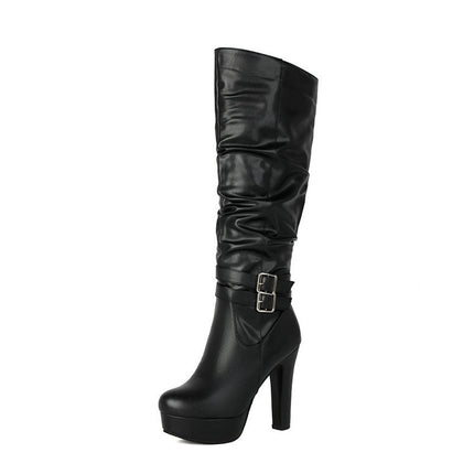 Women’s Chunky-Heeled Over-the-Knee Plus-Size Boots