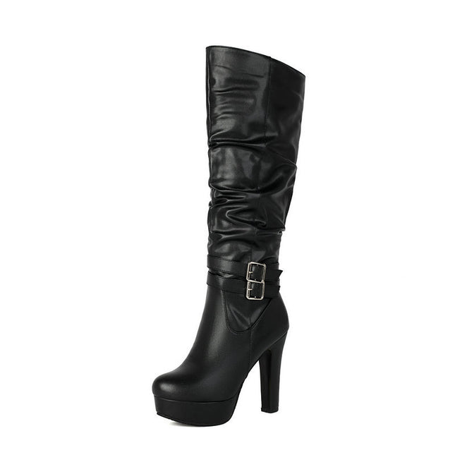 Women’s Chunky-Heeled Over-the-Knee Plus-Size Boots