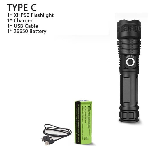 XHP70.2 Powerful USB LED Flashlight for Outdoor Camping