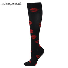 Red lips on black background