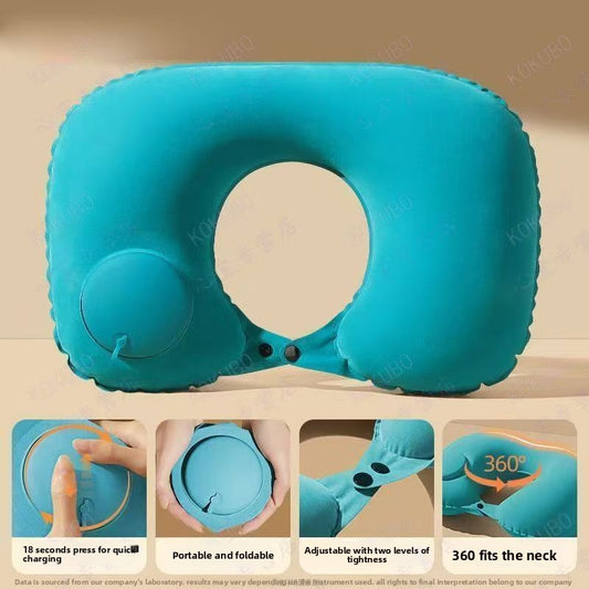 Press-Type Inflatable U-Shaped Travel Neck Pillow Comfort