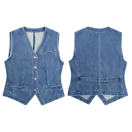 New Washed Denim Mini Vest Trendy & Stylish Fashionable Wear