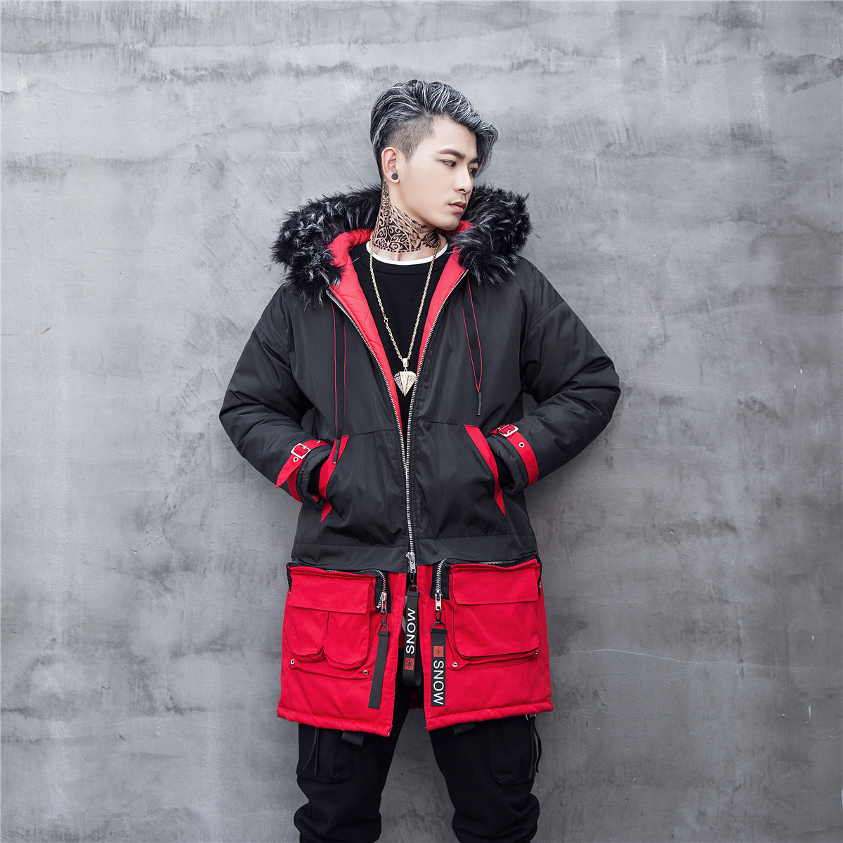 Patchwork Thick Hooded Parka Comfortable & Fashionable Jacket