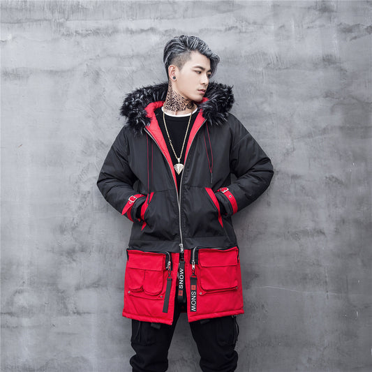 Patchwork Thick Hooded Parka Comfortable & Fashionable Jacket