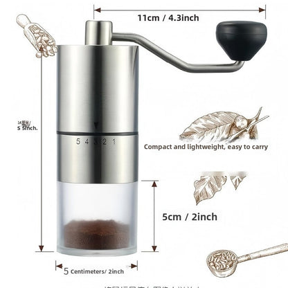 Manual Hand Crank Coffee Bean Grinder with Adjustable Grind