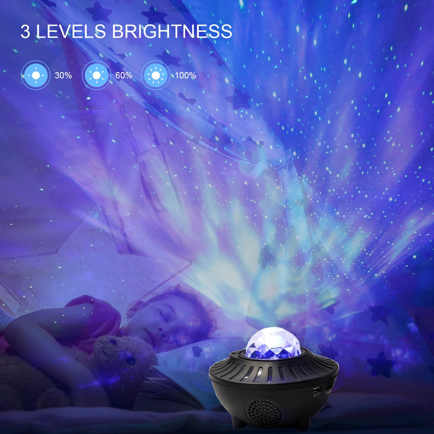 Portable LED Bluetooth Music Projector Light for Home & Party